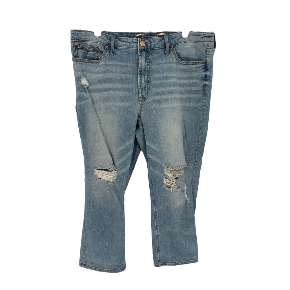 Seven7 Womens Size 16 Fashion Jean Light Wash Distressed Cropped Flare Denim